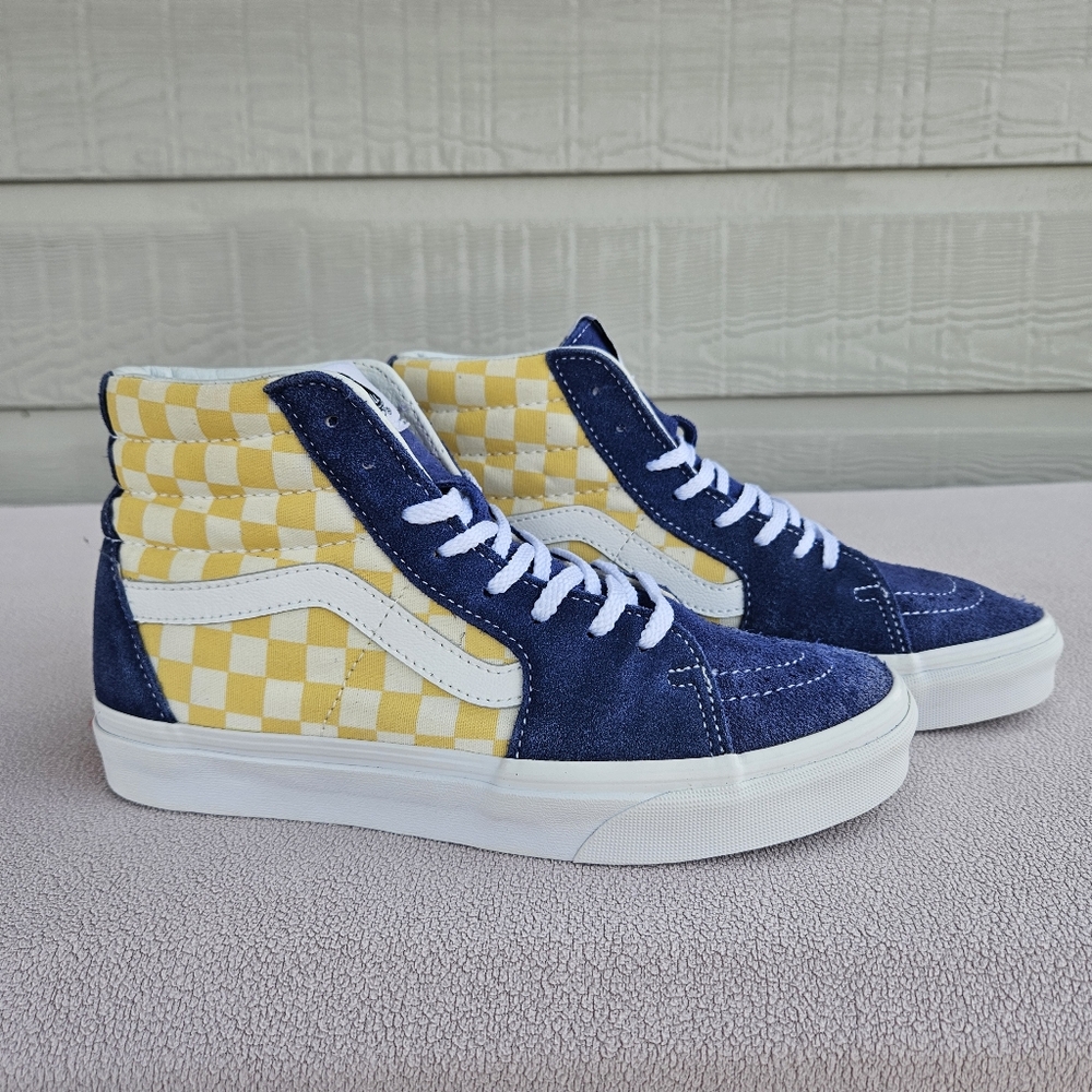 Vans Sk8-Hi BMX Checker True Blue Yellow High top Sneaker Men SZ 7 Women SZ 8.5